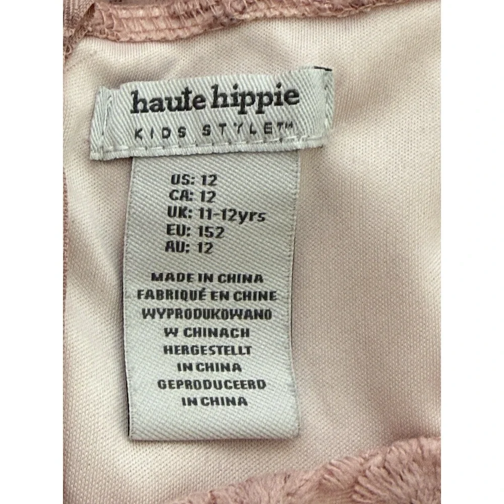 Haute Hippie Kids Pink Short Puff‎ Sleeve Lined Lace Dress Girls 12